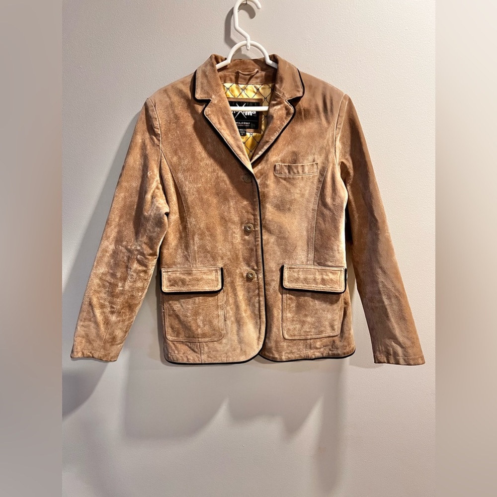 Maxima Wilson Tan Suede Single Breasted Jacket Size M